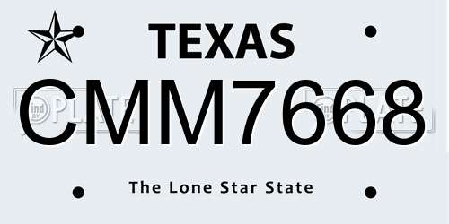 CMM7668 Texas License Plate