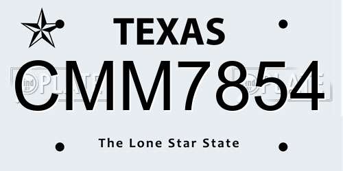 CMM7854 Texas License Plate