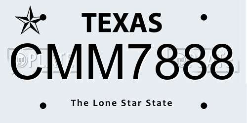 CMM7888 Texas License Plate