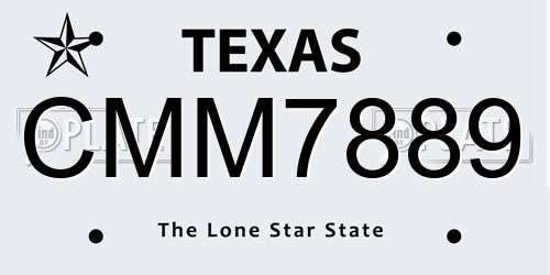 CMM7889 Texas License Plate