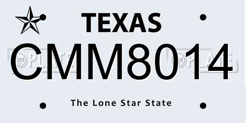 CMM8014 Texas License Plate