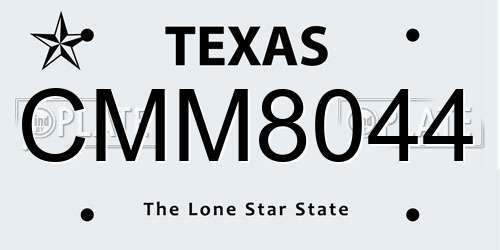 CMM8044 Texas License Plate