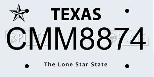 CMM8874 Texas License Plate