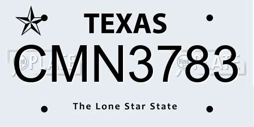 CMN3783 Texas License Plate