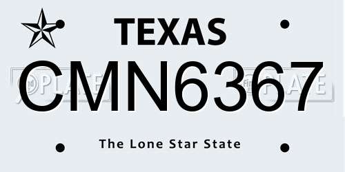 CMN6367 Texas License Plate