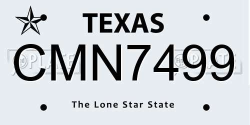 CMN7499 Texas License Plate