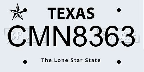CMN8363 Texas License Plate