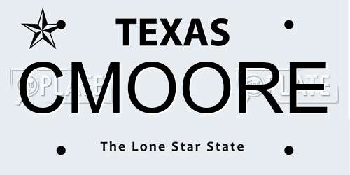CMOORE Texas License Plate