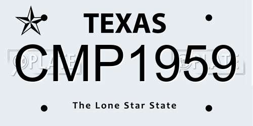 CMP1959 Texas License Plate