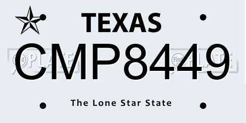 CMP8449 Texas License Plate