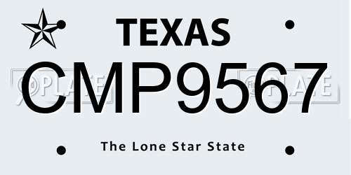 CMP9567 Texas License Plate