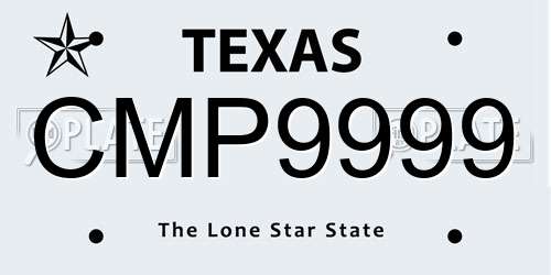 CMP9999 Texas License Plate