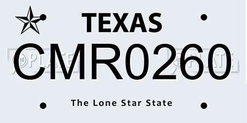 CMR0260 Texas License Plate