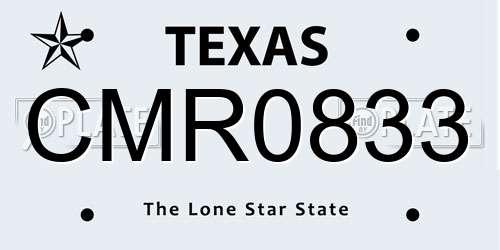 CMR0833 Texas License Plate