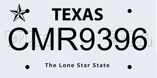 CMR9396 Texas License Plate