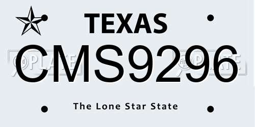 CMS9296 Texas License Plate
