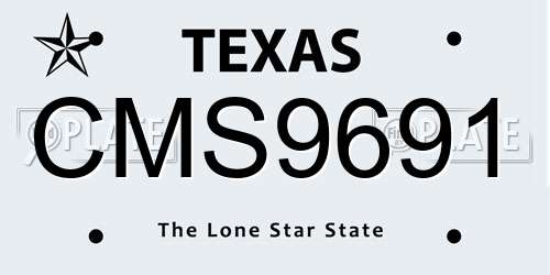 CMS9691 Texas License Plate