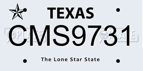 CMS9731 Texas License Plate