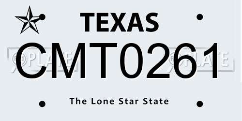 CMT0261 Texas License Plate