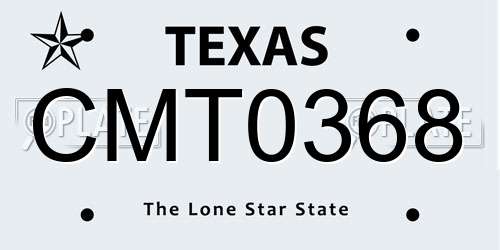 CMT0368 Texas License Plate