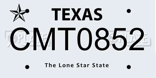 CMT0852 Texas License Plate