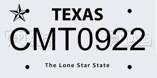 CMT0922 Texas License Plate