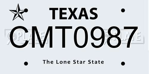 CMT0987 Texas License Plate