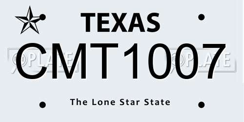 CMT1007 Texas License Plate