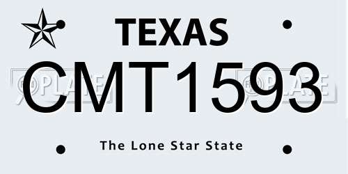 CMT1593 Texas License Plate