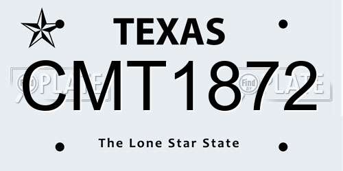 CMT1872 Texas License Plate