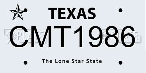 CMT1986 Texas License Plate