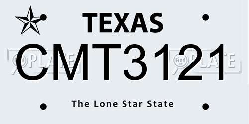 CMT3121 Texas License Plate