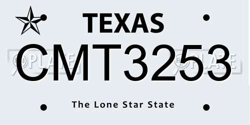 CMT3253 Texas License Plate