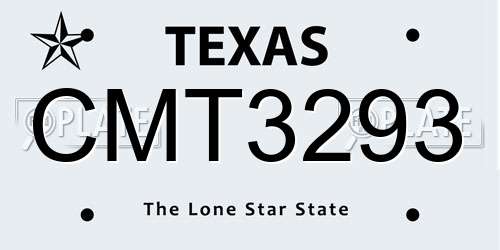 CMT3293 Texas License Plate