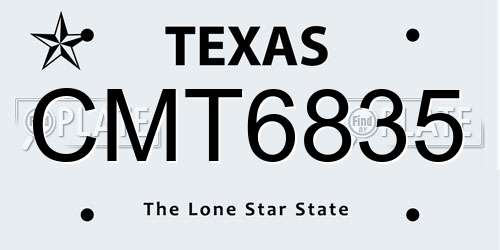 CMT6835 Texas License Plate