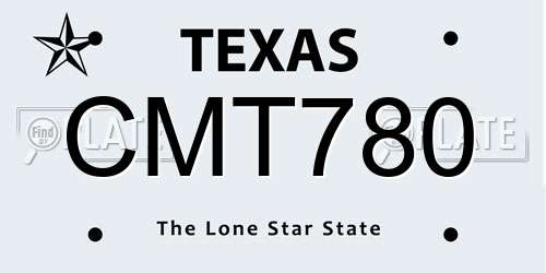 CMT780 Texas License Plate