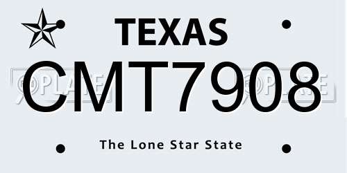 CMT7908 Texas License Plate