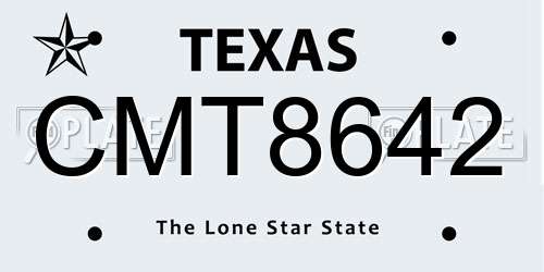 CMT8642 Texas License Plate