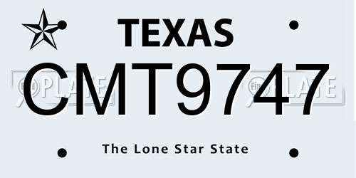 CMT9747 Texas License Plate
