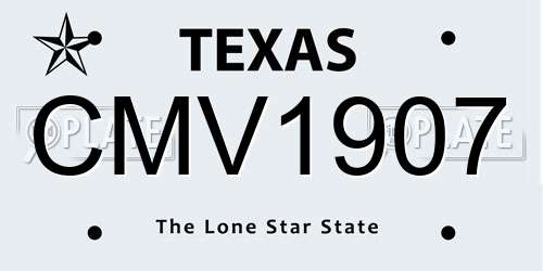 CMV1907 Texas License Plate