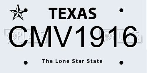 CMV1916 Texas License Plate