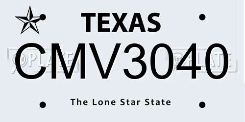CMV3040 Texas License Plate