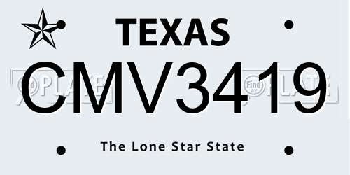 CMV3419 Texas License Plate