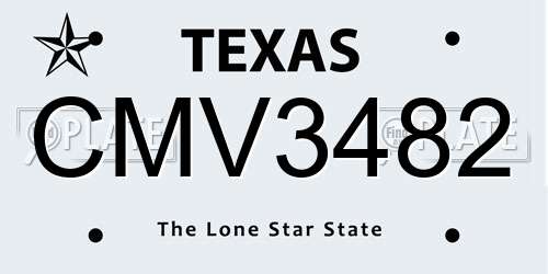CMV3482 Texas License Plate