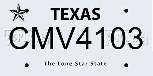 CMV4103 Texas License Plate