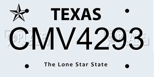 CMV4293 Texas License Plate