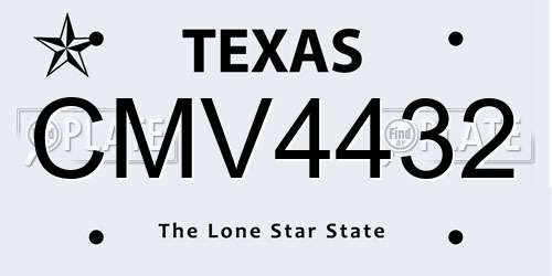 CMV4432 Texas License Plate