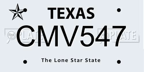 CMV547 Texas License Plate