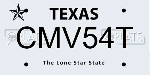 CMV54T Texas License Plate