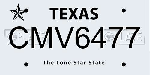 CMV6477 Texas License Plate